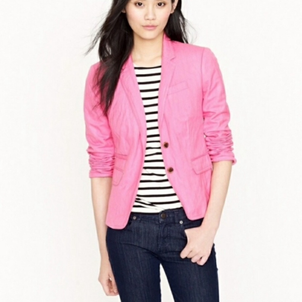 J Crew Schoolboy Herringbone Blazer Pink Size 0